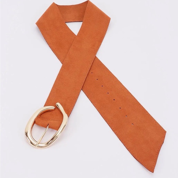 Camel Faux Suede Metal Buckle Belt main image 5